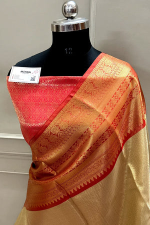 Gold and Red Tissue Silk Banarasi Saree