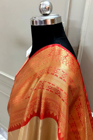 Gold and Red Tissue Silk Banarasi Saree