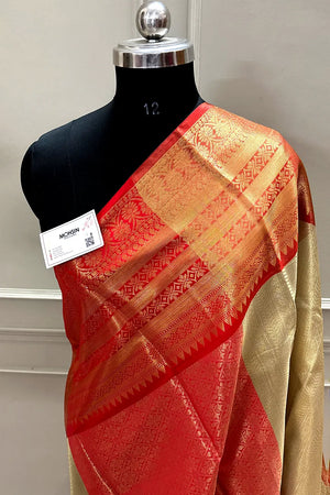 Gold and Red Tissue Silk Banarasi Saree