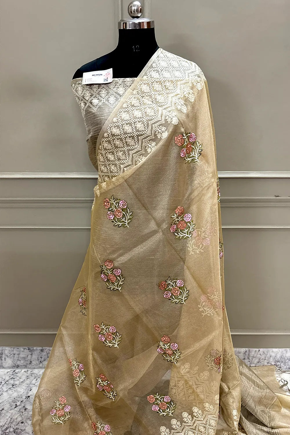 Gold Embroidery Tissue Silk Banarasi Saree