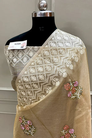 Gold Embroidery Tissue Silk Banarasi Saree