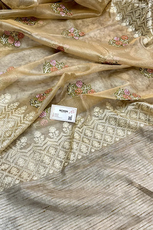 Gold Embroidery Tissue Silk Banarasi Saree