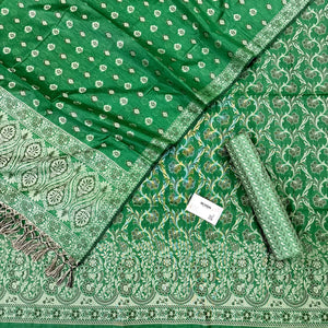 Green Angoori Jaal Cotton Silk Banarasi Suit