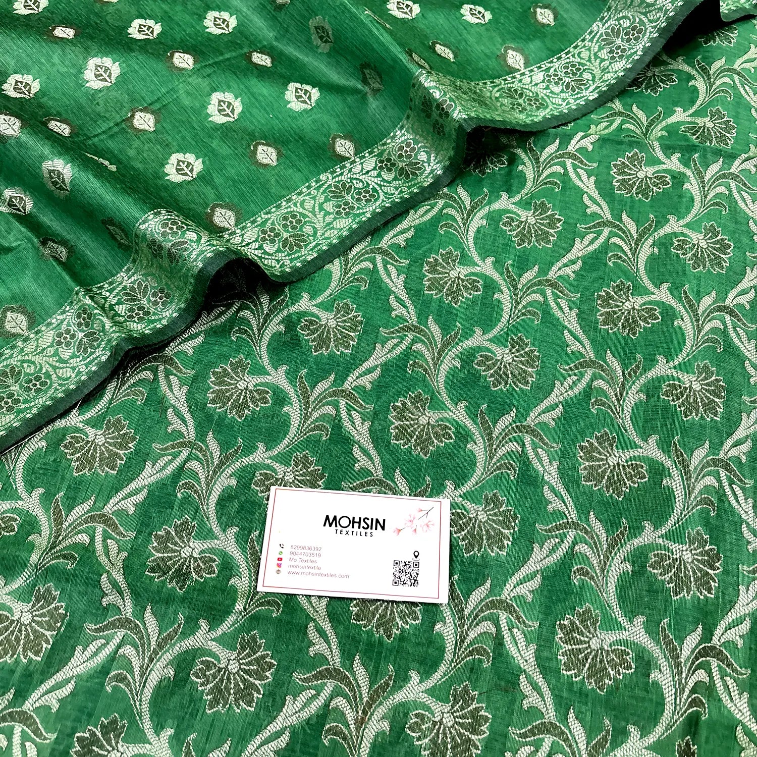 Green Angoori Jaal Cotton Silk Banarasi Suit