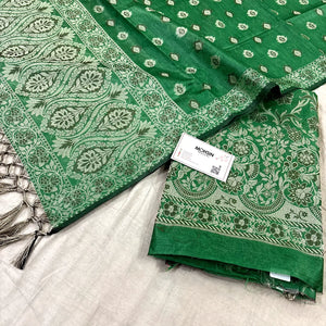 Green Angoori Jaal Cotton Silk Banarasi Suit