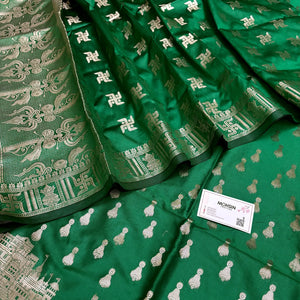 Green Assi Ghat Aarti Semi Katan Silk Banarasi Suit