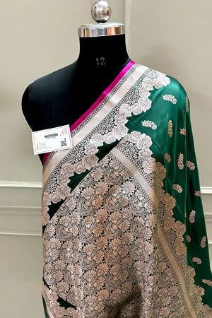 Green Kanak Buti Katan Silk Banarasi Saree