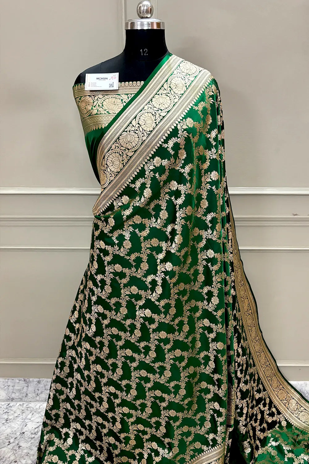 Green Moglai Jaal Katan Silk Banarasi Saree