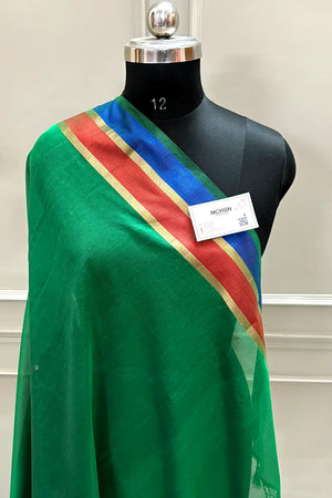 Green Plain Resham Silk Banarasi Saree