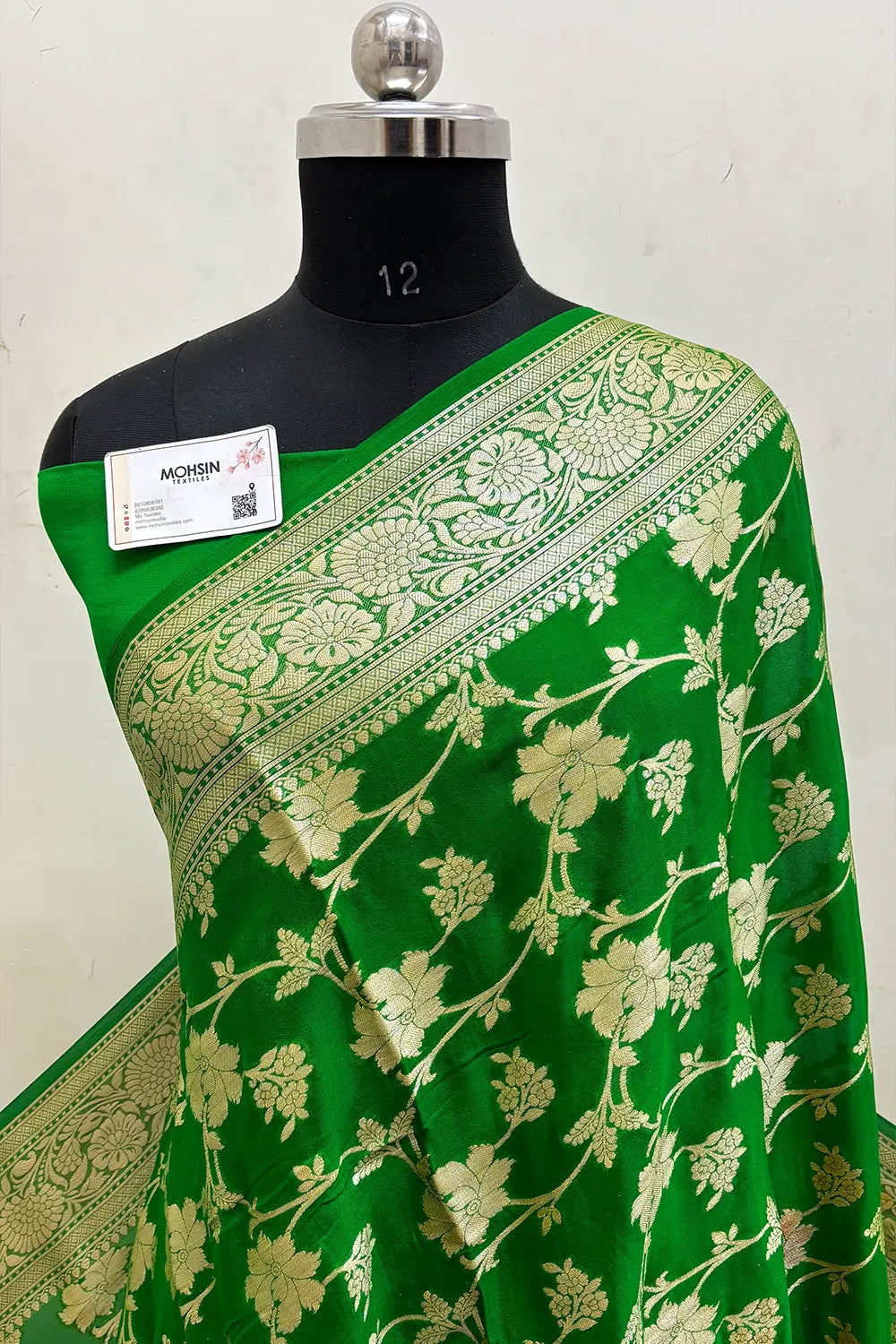 Green Pure Khaddi Georgette Silk Banarasi Saree