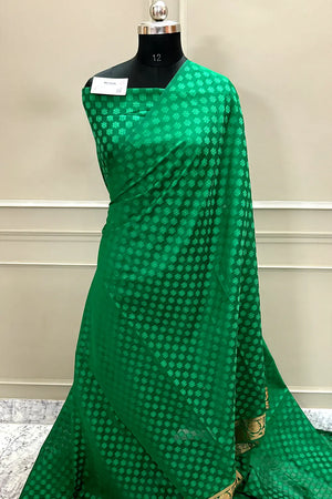 Green Resham Silk Banarasi Saree