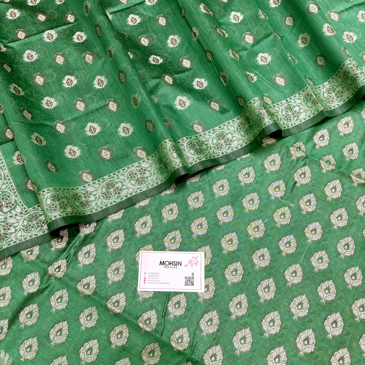 Green Surahi Paan Cotton Silk Banarasi Suit