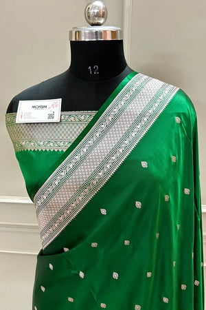 Green Wazir Buti Katan Silk Banarasi Saree