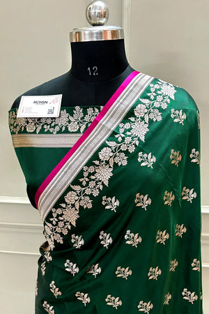Green Zari Katan Silk Banarasi Saree
