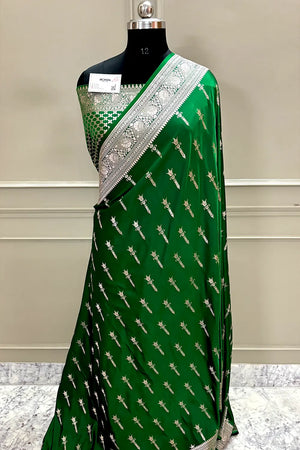 Green Zari Katan Silk Banarasi Saree