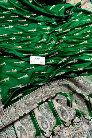 Green Zari Katan Silk Banarasi Saree