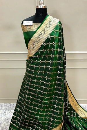Green Zari Katan Silk Banarasi Saree