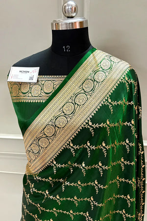 Green Zari Katan Silk Banarasi Saree