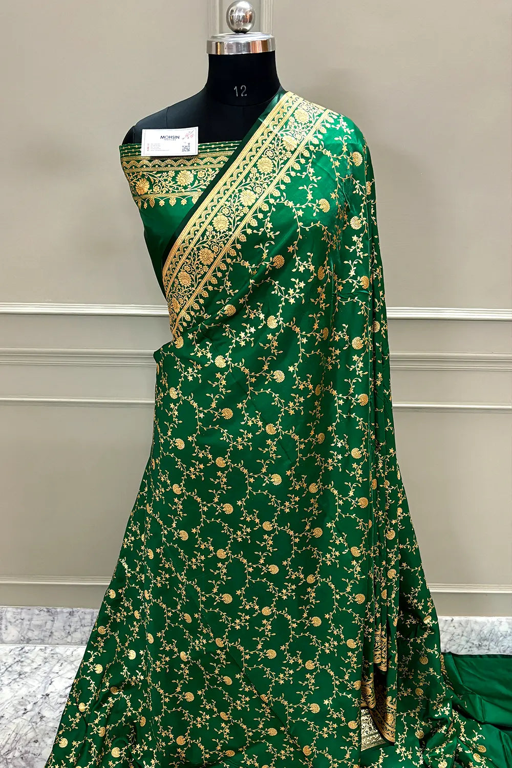 Green Zari Katan Silk Banarasi Saree