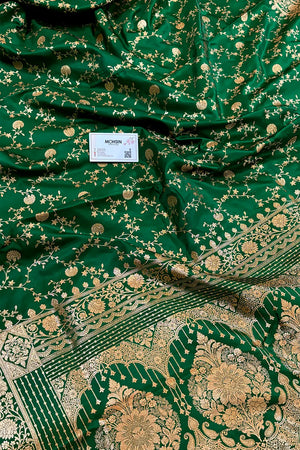 Green Zari Katan Silk Banarasi Saree