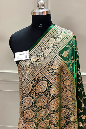 Green Zari Katan Silk Banarasi Saree