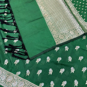 Green Zari Katan Silk Banarasi Suit
