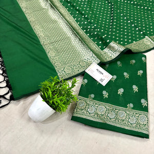 Green Zari Katan Silk Banarasi Suit