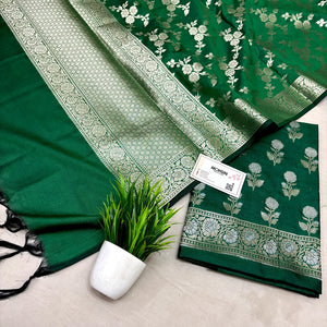 Green Zari Katan Silk Banarasi Suit