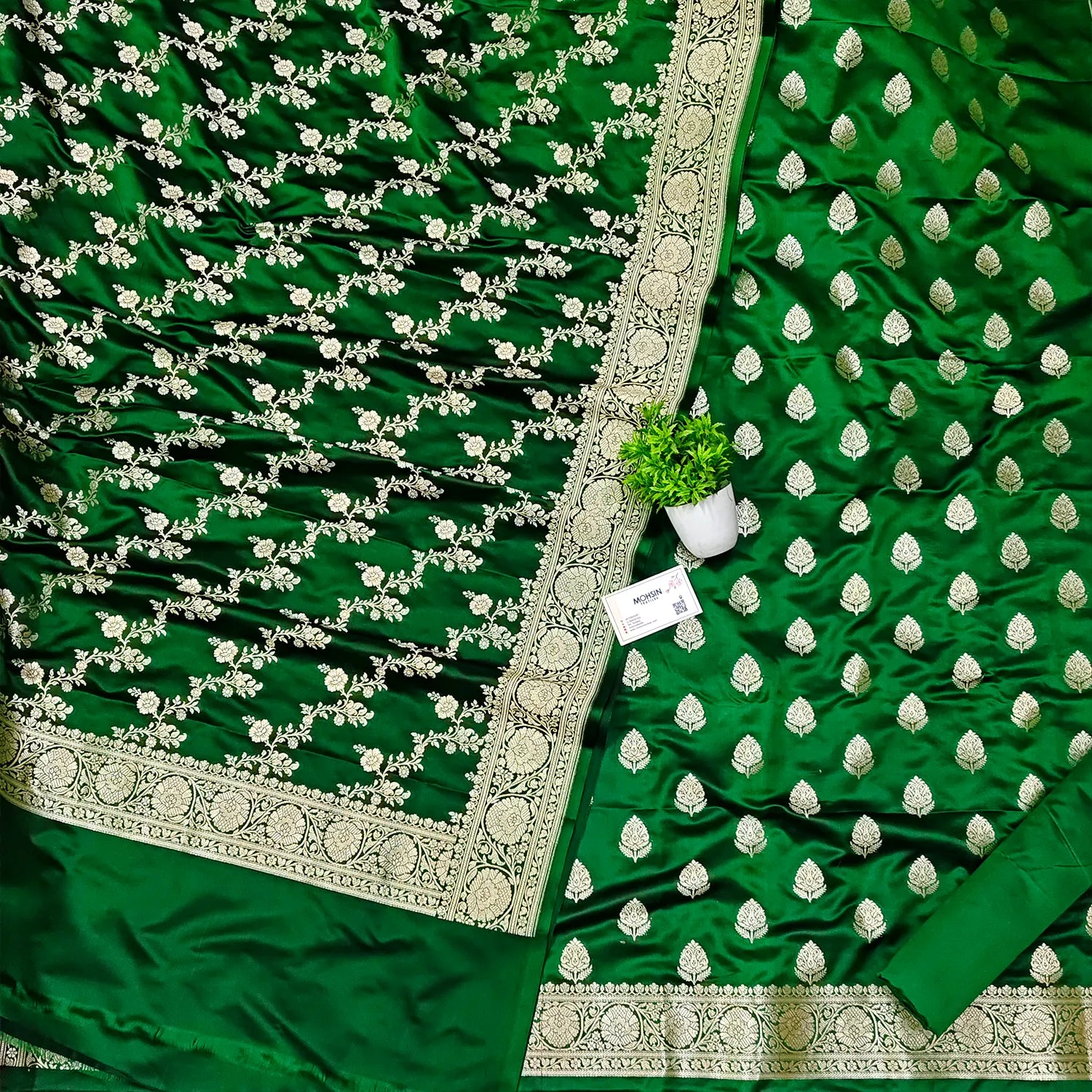 Green Zari Katan Silk Banarasi Suit