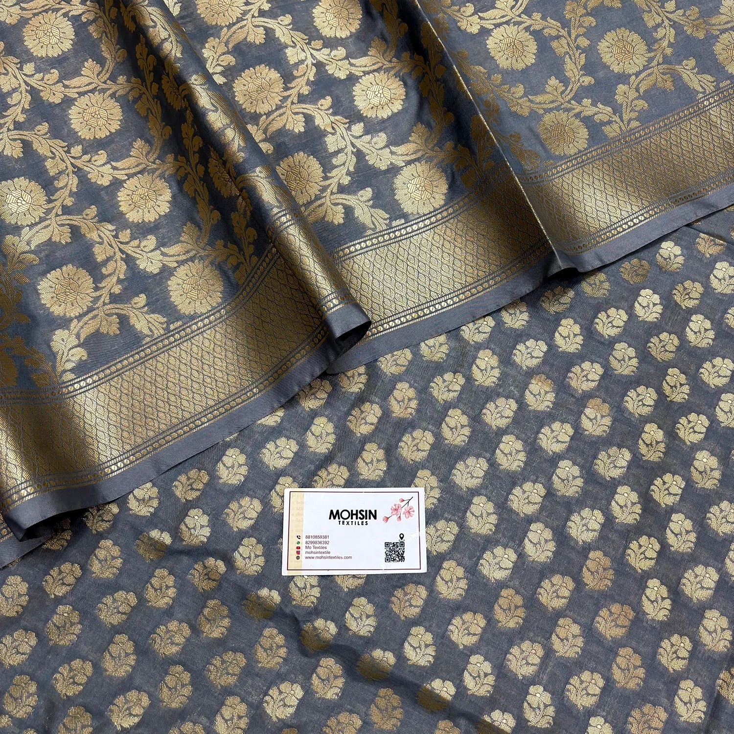 Grey Guldaan Fool Katan Silk Banarasi Suit