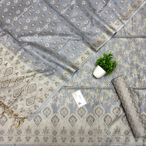 Grey Mogambo Jaal Cotton Silk Banarasi Suit