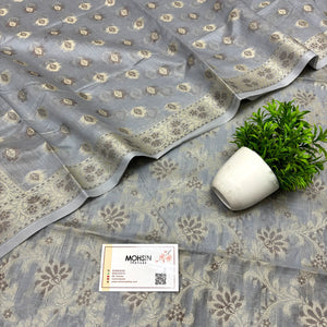 Grey Mogambo Jaal Cotton Silk Banarasi Suit