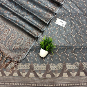 Grey Namo Ghat Cotton Silk Banarasi Suit