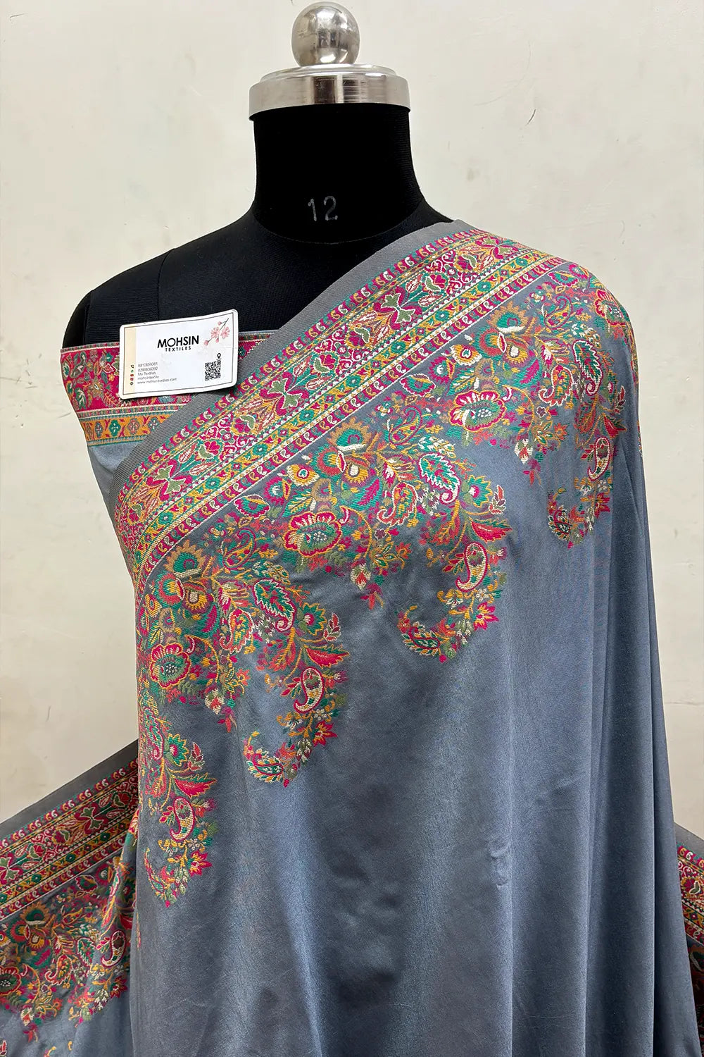 Grey Pashmina Silk Banarasi Saree