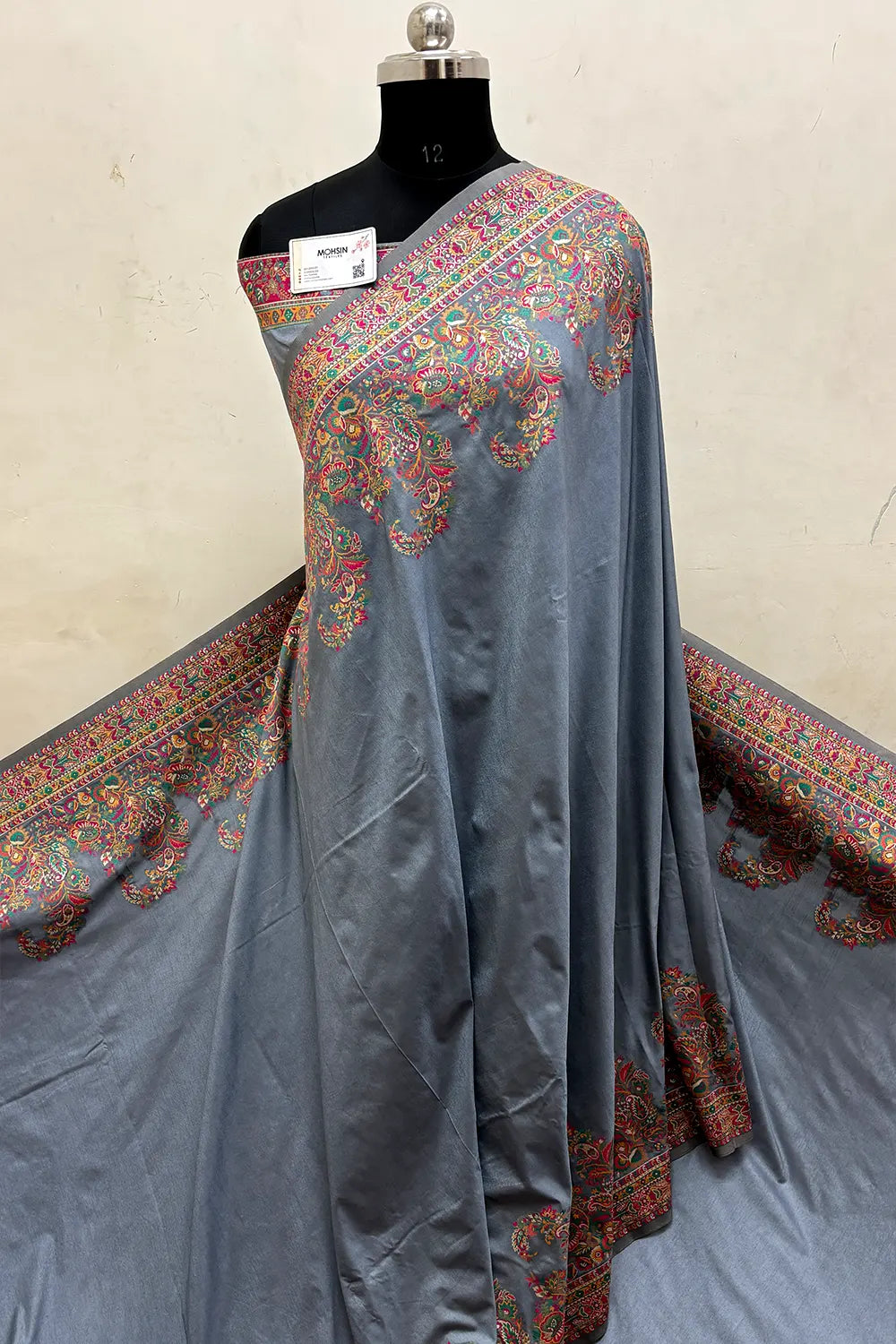 Grey Pashmina Silk Banarasi Saree