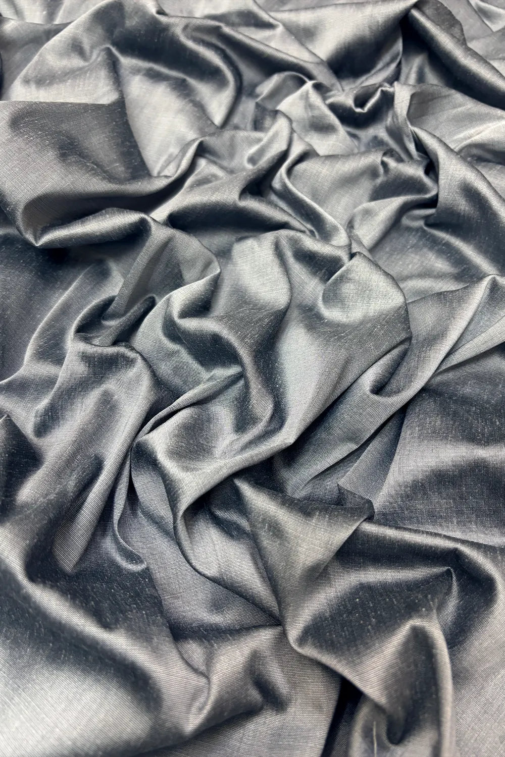 Grey Plain Cotton Silk Banarasi Fabric