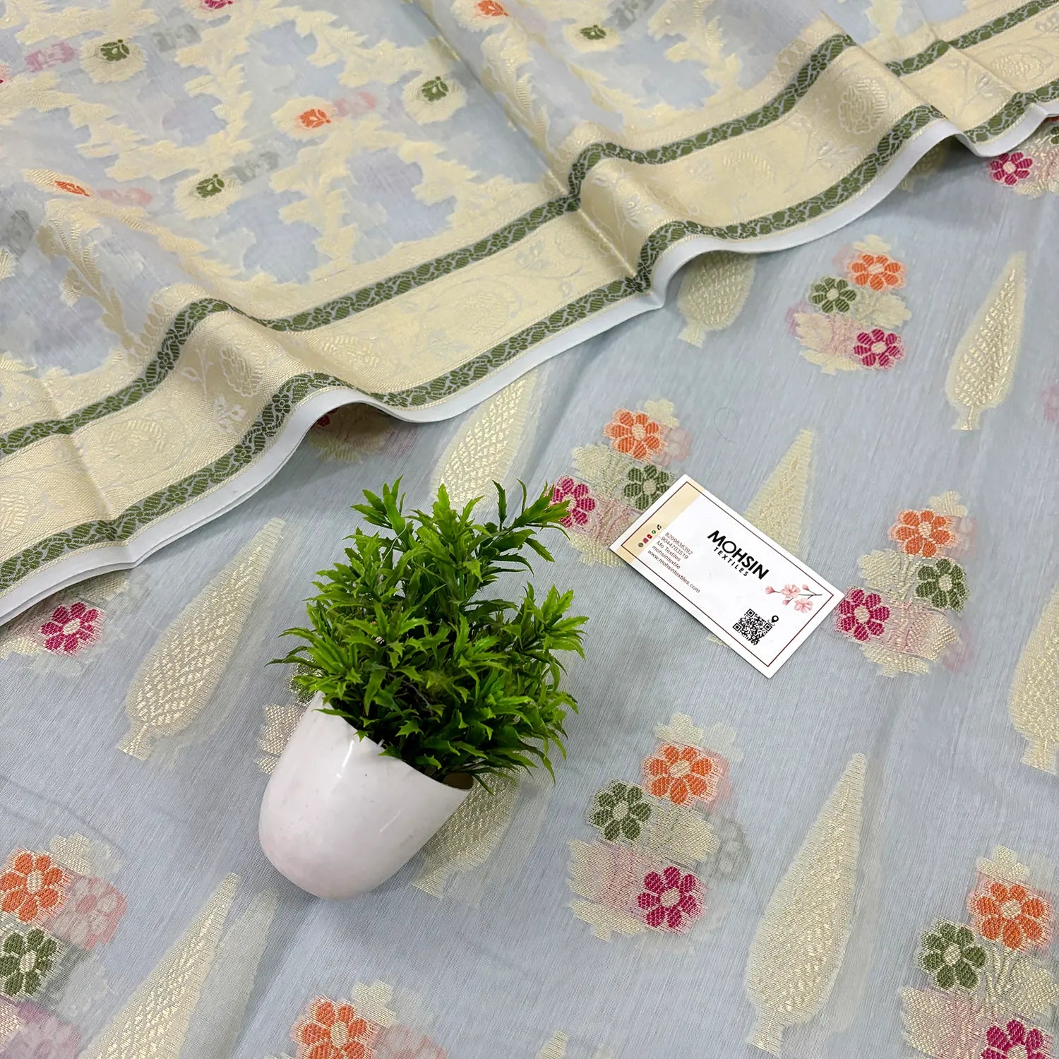 Grey Resham Banarasi Silk Suit