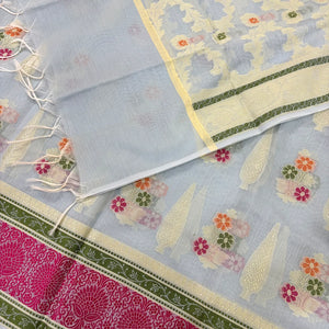 Grey Resham Banarasi Silk Suit