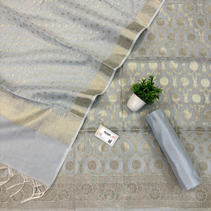 Grey Resham Banarasi Silk Suit