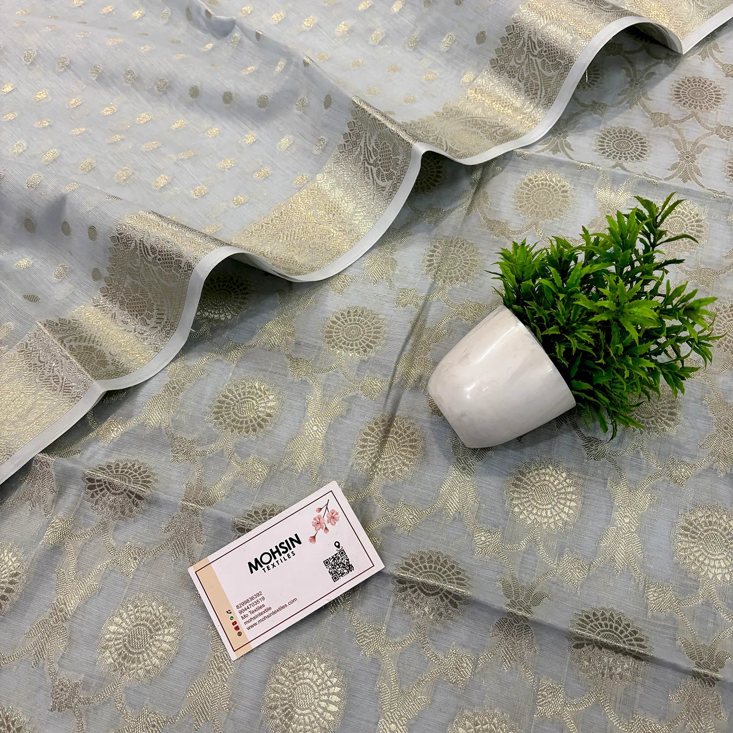 Grey Resham Banarasi Silk Suit