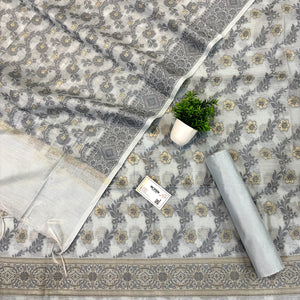 Grey Resham Banarasi Silk Suit