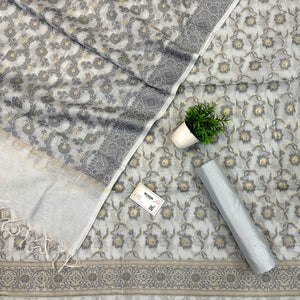 Grey Resham Banarasi Silk Suit