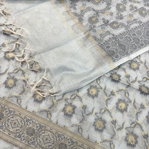 Grey Resham Banarasi Silk Suit