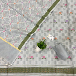 Grey Resham Banarasi Silk Suit