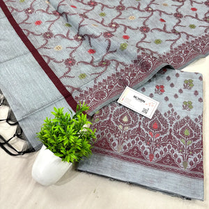 Grey Resham Banarasi Silk Suit