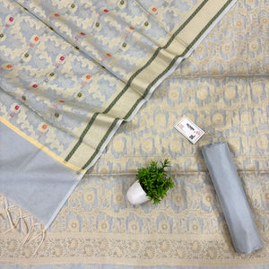 Grey Resham Banarasi Silk Suit