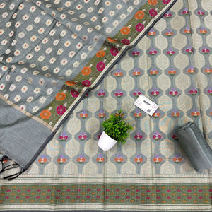 Grey Resham Banarasi Silk Suit