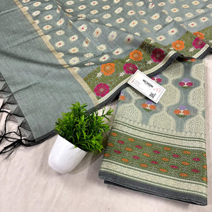 Grey Resham Banarasi Silk Suit