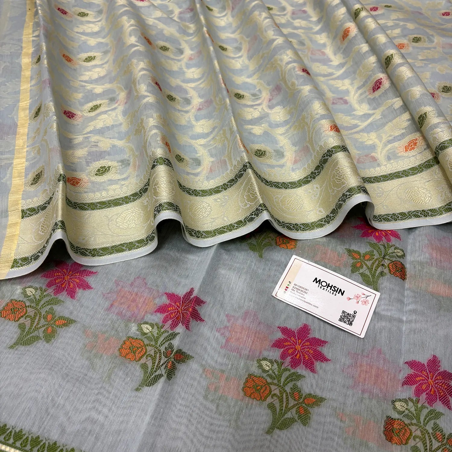 Grey Resham Banarasi Silk Suit