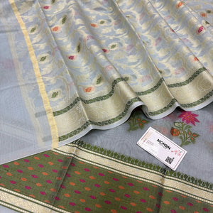 Grey Resham Banarasi Silk Suit